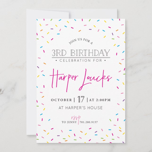 diseño de invitación personalizado para HARPER (Anverso)