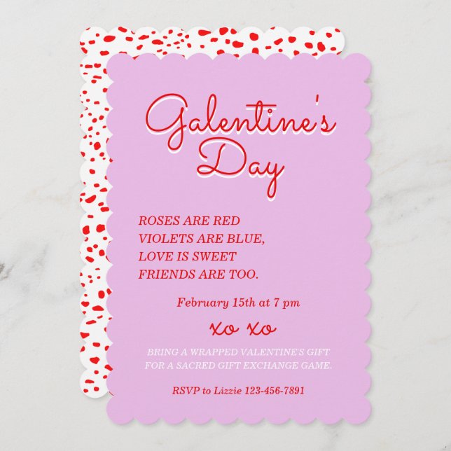 Diseño de invitación por el día de Galentine (Anverso / Reverso)