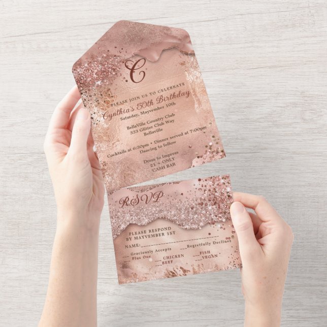 Diseño de Invitación Todo en Uno con Brillo (desgarro)