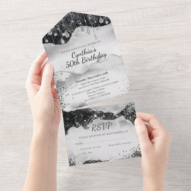 Diseño de Invitación Todo en Uno con Brillo (desgarro)