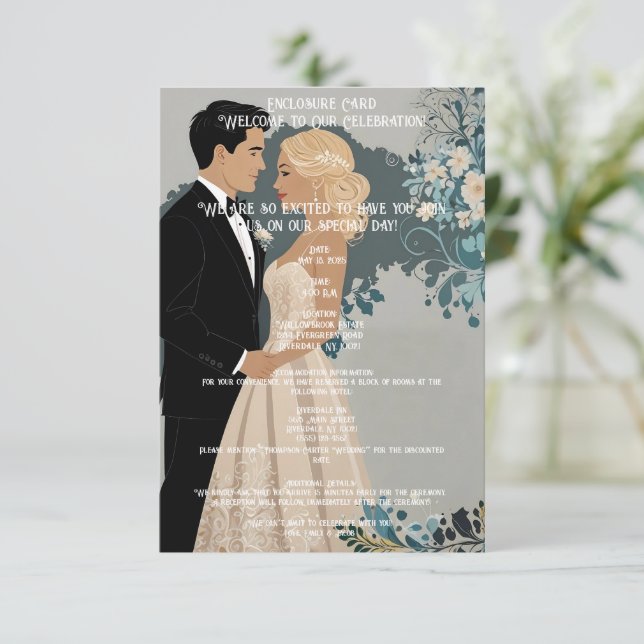 Diseño de invitaciones a bodas elegantes y sin tie (Anverso de pie)