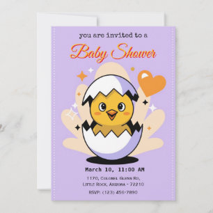 Diseño de invitaciones de Baby Shower de Chick con