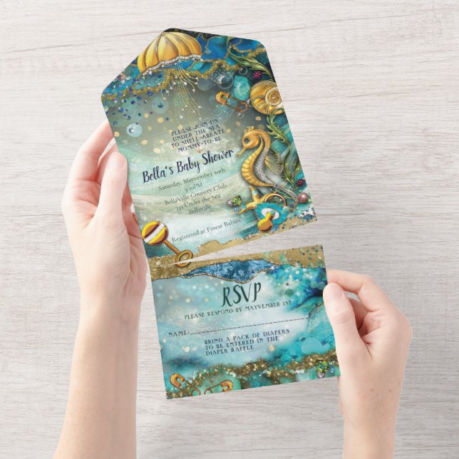 Diseño de invitaciones de BABY SHOWER TODO EN UNO (desgarro)