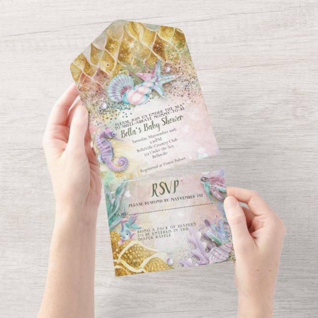 Diseño de invitaciones de BABY SHOWER TODO EN UNO (desgarro)