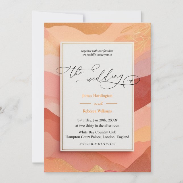 Diseño de invitaciones de boda de Sunset Hues (Anverso)