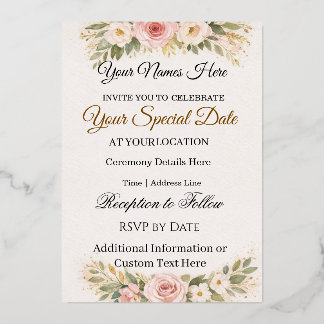 Diseño de invitaciones de boda florales personaliz