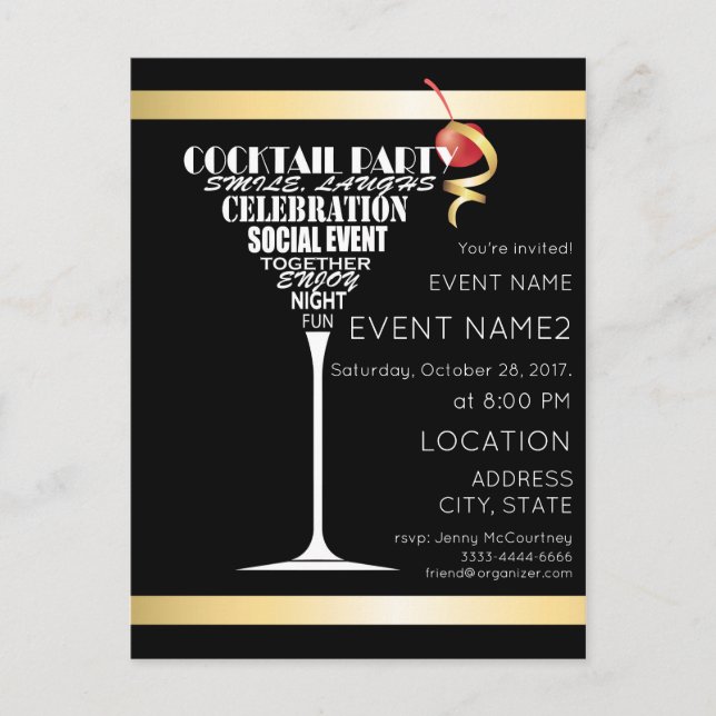 Diseño de invitaciones de fiesta. (Anverso)