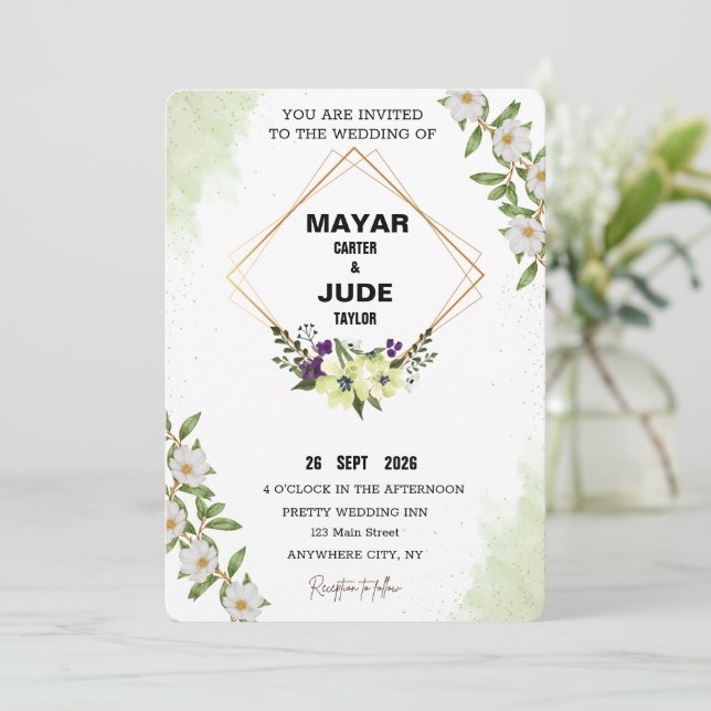 Diseño de invitaciones para bodas hermosas - Fácil (Anverso de pie)