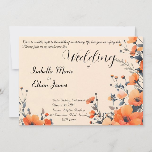 Diseño de invitaciones románticas florales y suave (Anverso)