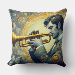 Diseño de jugador de trompeta lanzar almohada