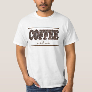 Diseño de la camiseta blanca Coffee Addict