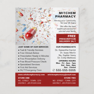 Diseño de la cápsula, farmacia, publicidad de los