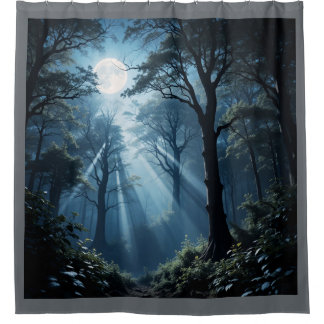 Diseño de la cortina de ducha Moonlit Forest Whisp