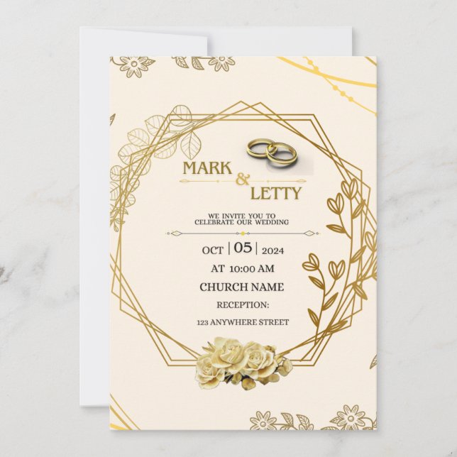Diseño de la invitación a la boda de Matt Gold 0.2 (Anverso)