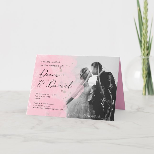 Diseño de la invitación a la boda romántica (Anverso)