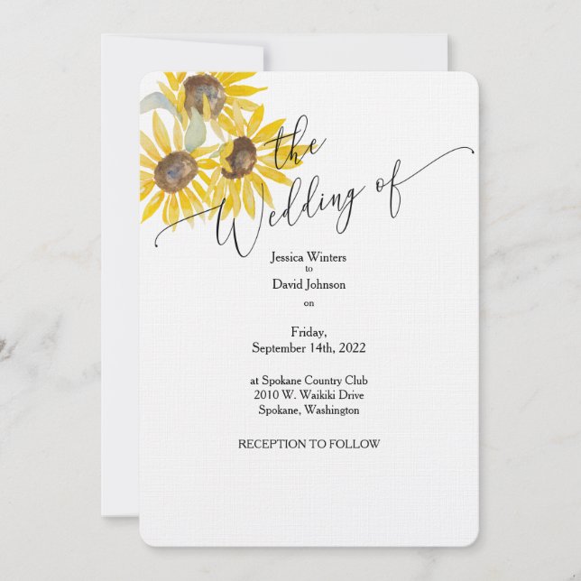 Diseño de la invitación a la boda simple de giraso (Anverso)