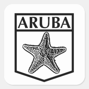 Diseño de la isla de Aruba - pegatinas cuadrados,