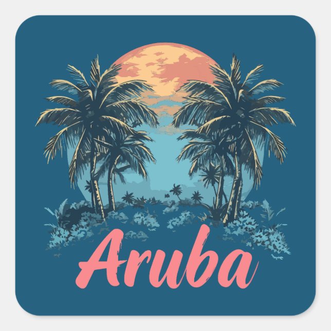Diseño de la isla de Aruba (versión 2) - Pegatinas (Anverso)