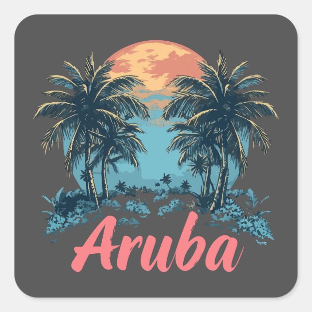 Diseño de la isla de Aruba (versión 2) - Pegatinas (Anverso)