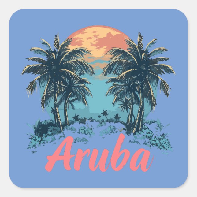 Diseño de la isla de Aruba (versión 2) - Pegatinas (Anverso)