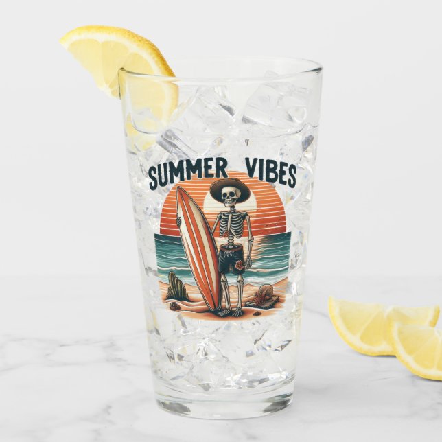 Diseño de la playa de verano Vibes Skeleton Surfer (Anverso (hielo))