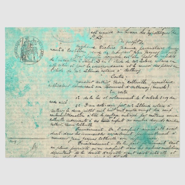 Diseño de la serie de papel azul turquesa Ephemera (Anverso)