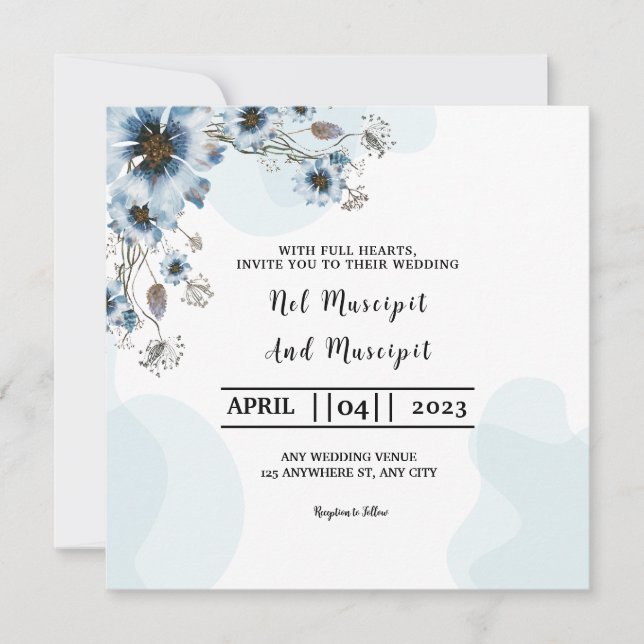 Diseño de la tarjeta de invitación de boda cuadrad (Anverso)