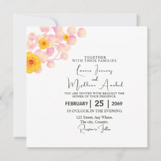 Diseño de la tarjeta de invitación de flores cuadr