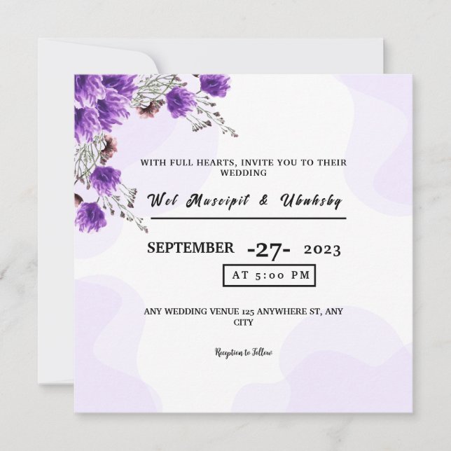 Diseño de la tarjeta de invitación de flores cuadr (Anverso)