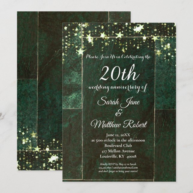 Diseño de la tarjeta de invitación Green 20 Aniver (Anverso / Reverso)