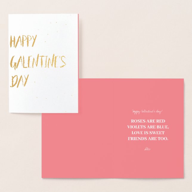 Diseño de la tarjeta rosa dorada de Galentine (Demostración)