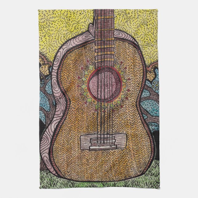 Diseño de la toalla de plato de la guitarra del (Vertical)