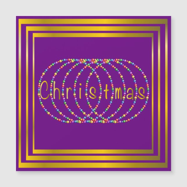 Diseño de las luces de navidad en púrpura con oro (Anverso)