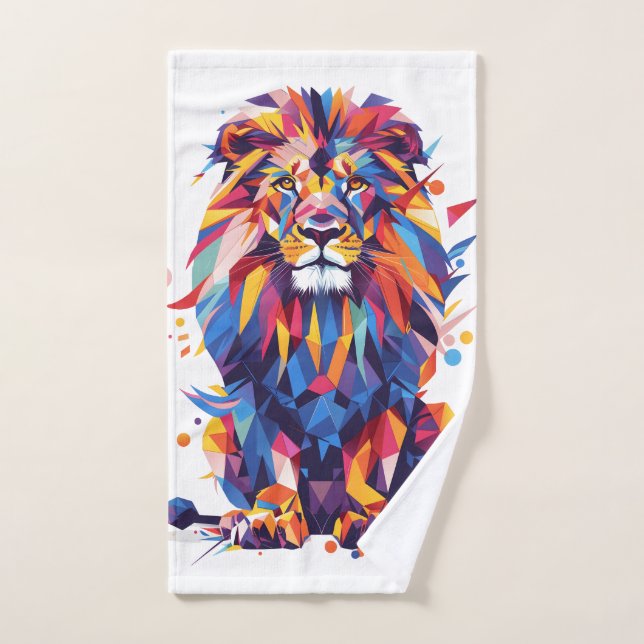Diseño de leones geométricos coloridos (Toalla de mano)
