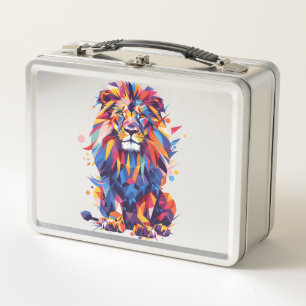 Diseño de leones geométricos coloridos