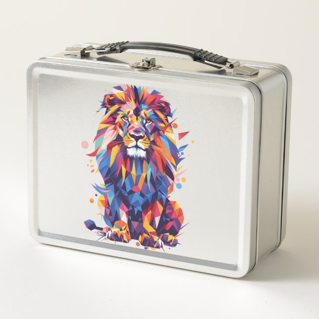 Diseño de leones geométricos coloridos (Anverso)