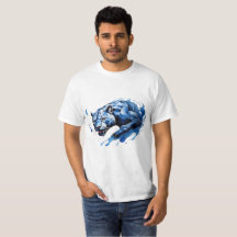 Diseño de leopardo azul de camiseta enojado y peli