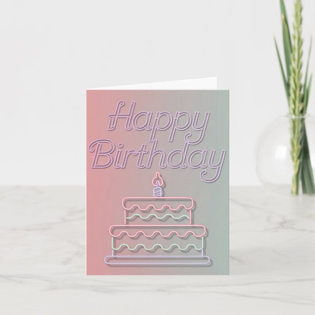 Diseño de letrero de neón de Feliz Cumpleaños (Anverso)