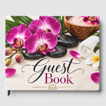 Diseño de Libro de Invitados de Spa Orquídea Púrpu