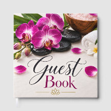 Diseño de Libro de Invitados de Spa Orquídea Púrpu