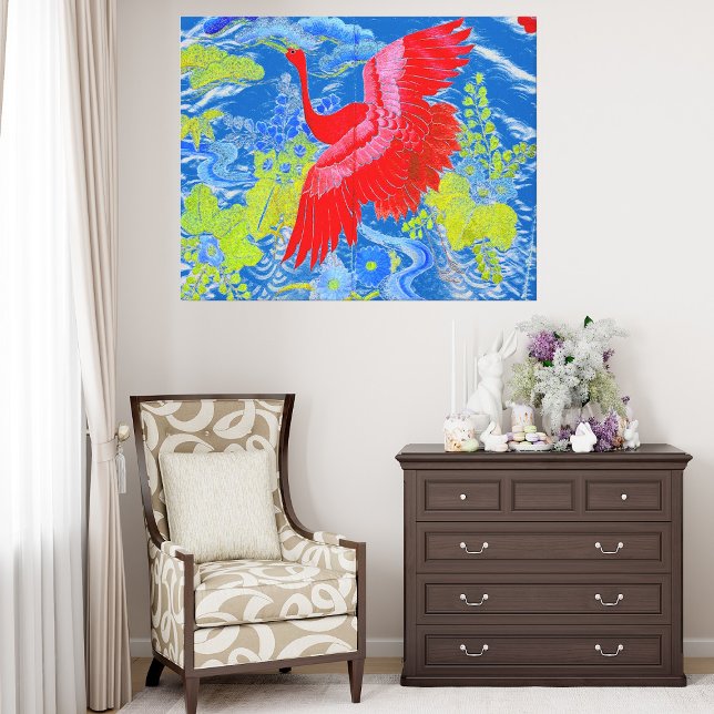 Diseño de lienzo de arte de resumen de Swan (Flying Swan Blue Abstract Art Bird Vivid Colors Canvas Print)