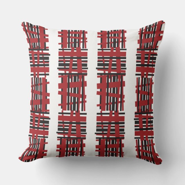 DISEÑO DE LÍNEAS NEGRAS ROJAS Cojín decorativo ret (Anverso)