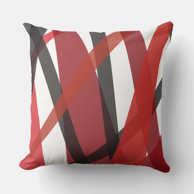 DISEÑO DE LÍNEAS NEGRAS ROJAS Cojín decorativo ret (Anverso)