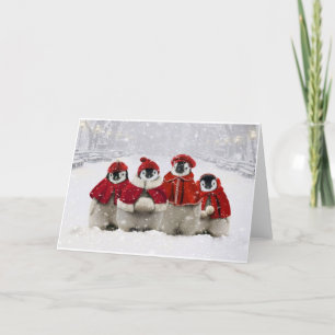 Diseño de los pingüinos del navidad rojo y blanco