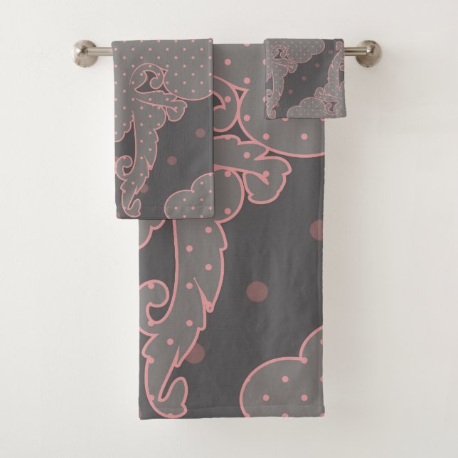 Diseño de lujo, estampado floral, gris, rosa polvo (In situ)