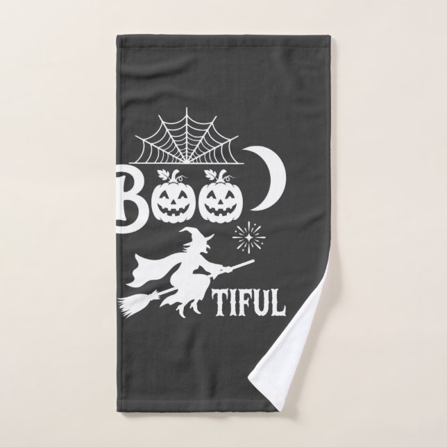 Diseño de luna de bruja de Halloween Bootiful_1 (Toalla de mano)