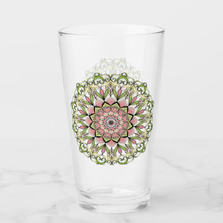 Diseño de mandala floral de la copa de vidrio