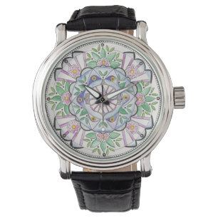 Diseño de Mandala Floribunda en un reloj