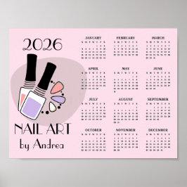 Diseño de manicura de arte de uñas Calendario 2026
