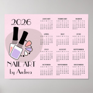 Diseño de manicura de arte de uñas Calendario 2026